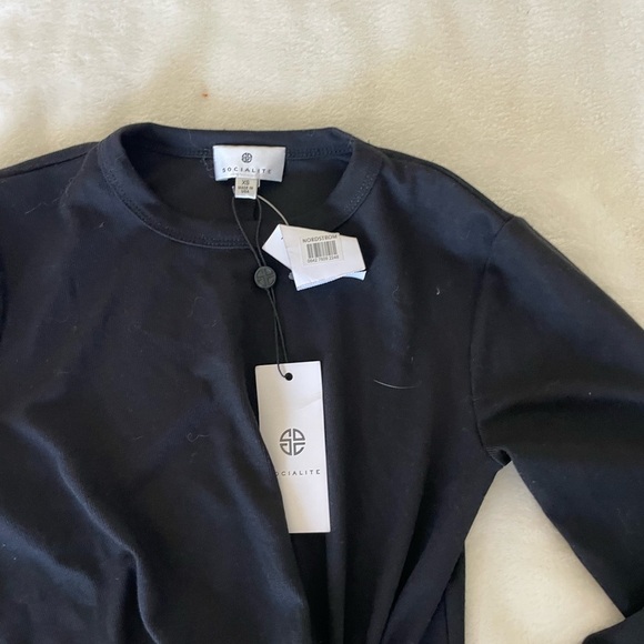 Socialite Black Long Sleeve Dress with Twist Detail - Picture 5 of 8